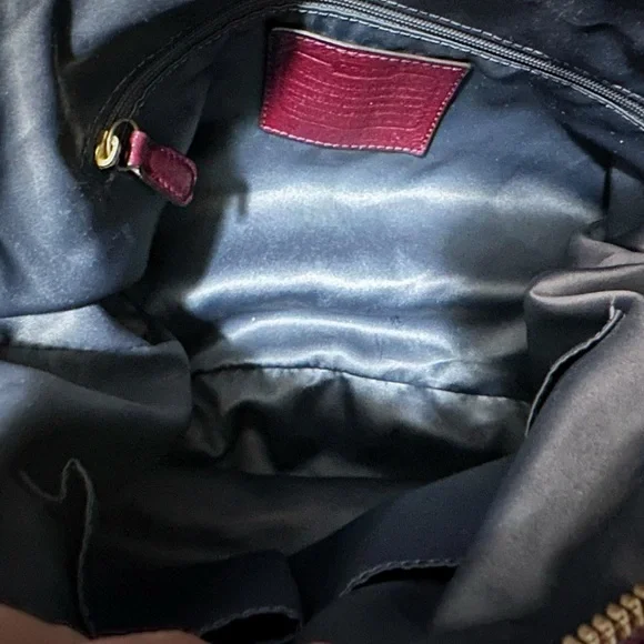 Vintage Y2K Coach tote bag dark red Maroon Leather Satchel with Gold Accents - Picture 8 of 17